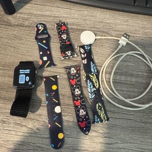 Apple Watch with Black and Patterned Bands
